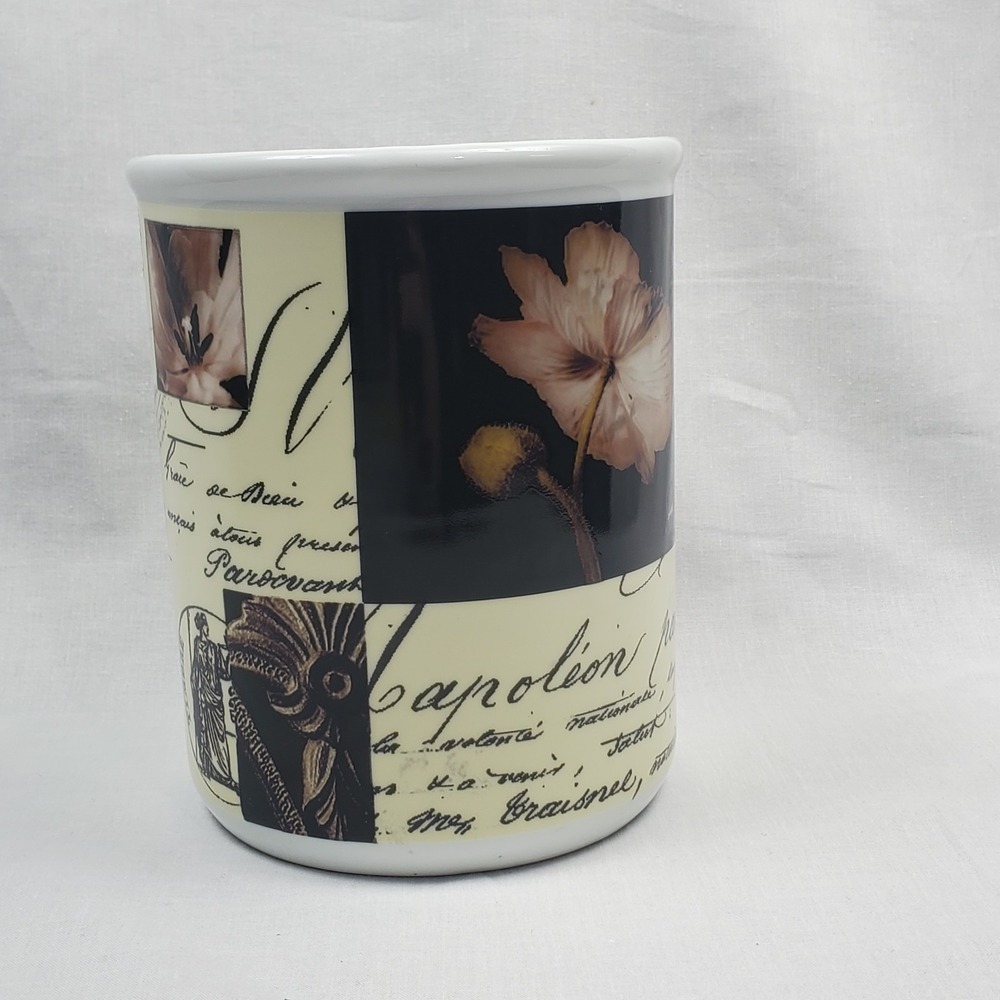 Vtg Cypress Home Stoneware Ceramic Utensil Holder Crock Wine Chiller Floral